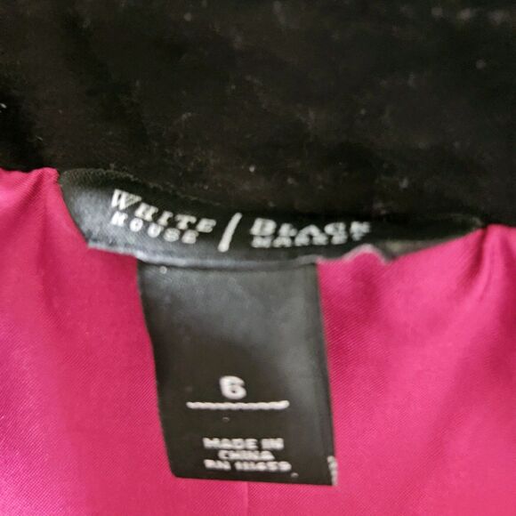 WHBM Black Faux Velvet Tuxedo Jacket Size 6 | Elegant Blazer Evening Wear - Picture 6 of 8